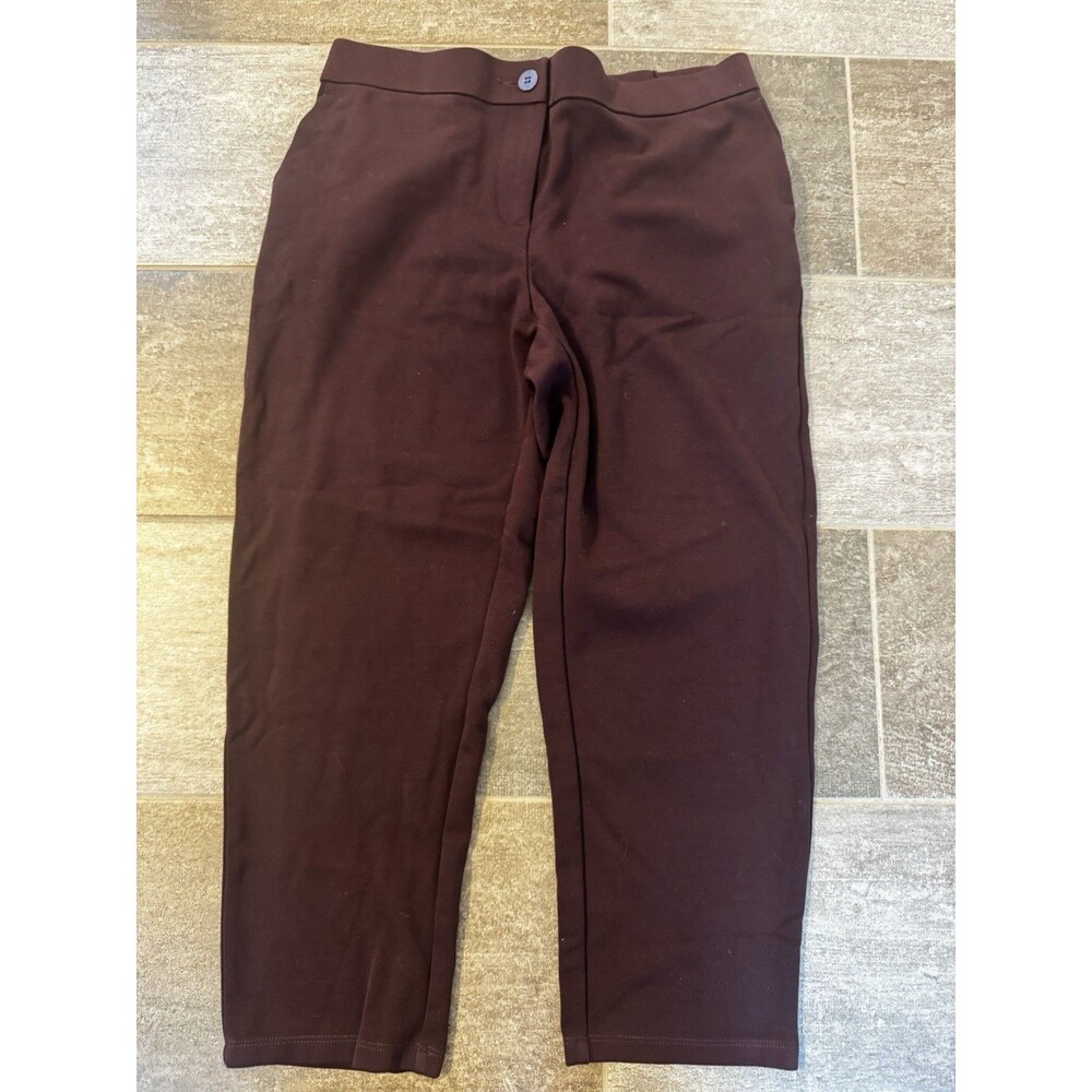 Eileen Fisher Petite Medium Maroon, Cropped Pants, Wide Leg, Pockets Lyocell